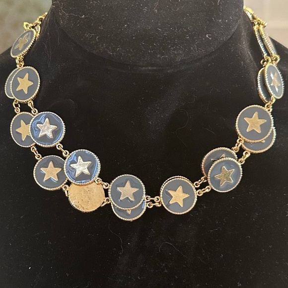 TOVA Gold Star Long Necklace Set in Blue-Grey Enamel in Gold-Tone Metal - Picture 8 of 16